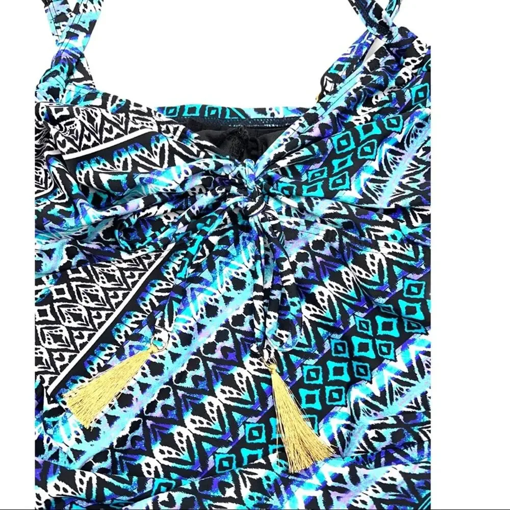 SWIMSUITS FOR ALL blue one piece women size 8DD/F